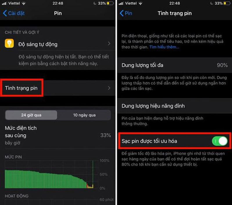 các bước thực hiện để tối ưu hóa pin