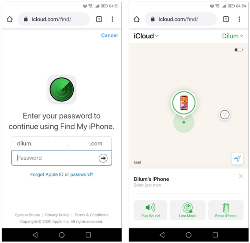 Tìm kiếm iPhone bằng Android