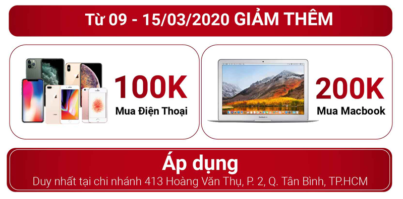 24hStore khai trương 413 Hoàng Văn Thụ hình 2-2 Từ 09 - 15/03/2020, giảm 200k cho Macbook, 100k cho điện thoại