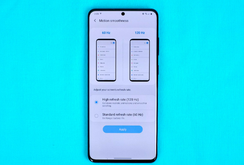 Thay đổi tốc độ xử lý màn hình của Galaxy S20
