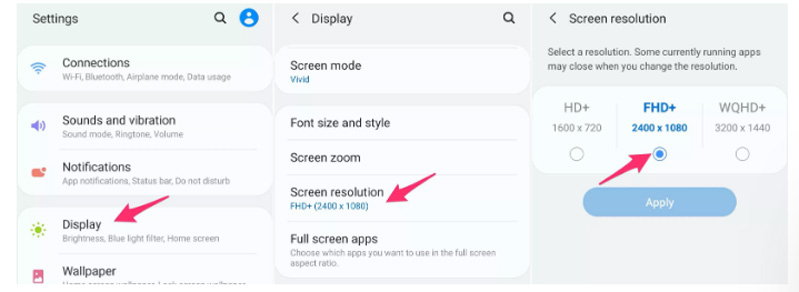 Không sử dụng độ phân giải màn hình quá cao
