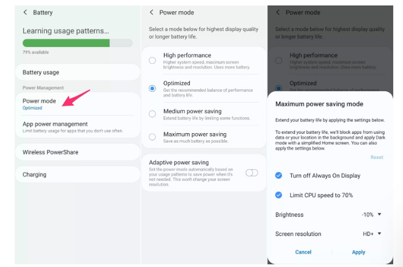 Chuyển sang chế độ năng lượng thấp khi cần