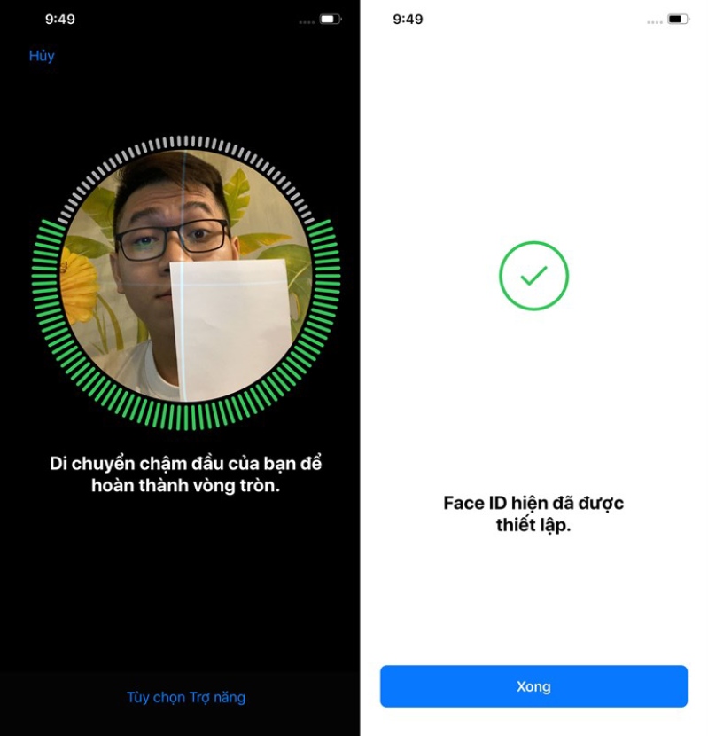 face id khi đeo khẩu trang hình 3 Lần quét thứ hai để hoàn tất quá trình tạo Face ID