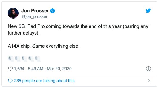 ipad pro 5g sẽ ra mắt vào cuối năm 2020