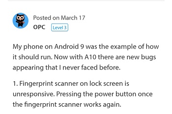 Không phản hồi khi quét vân tay