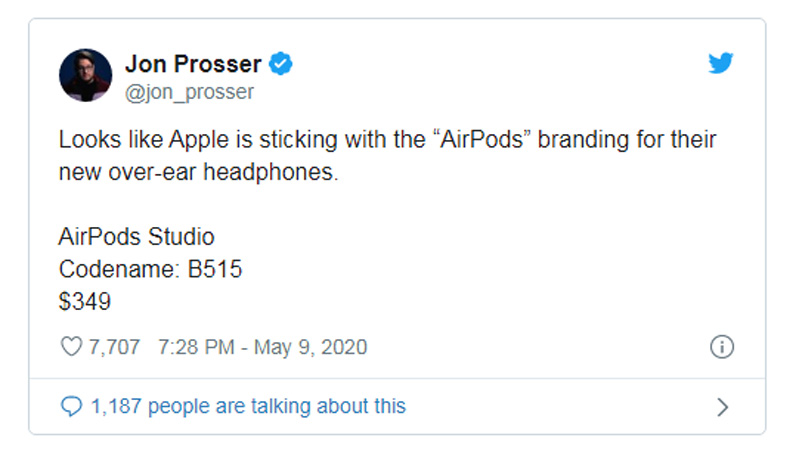 Lộ thông tin Tai nghe AirPods Studio