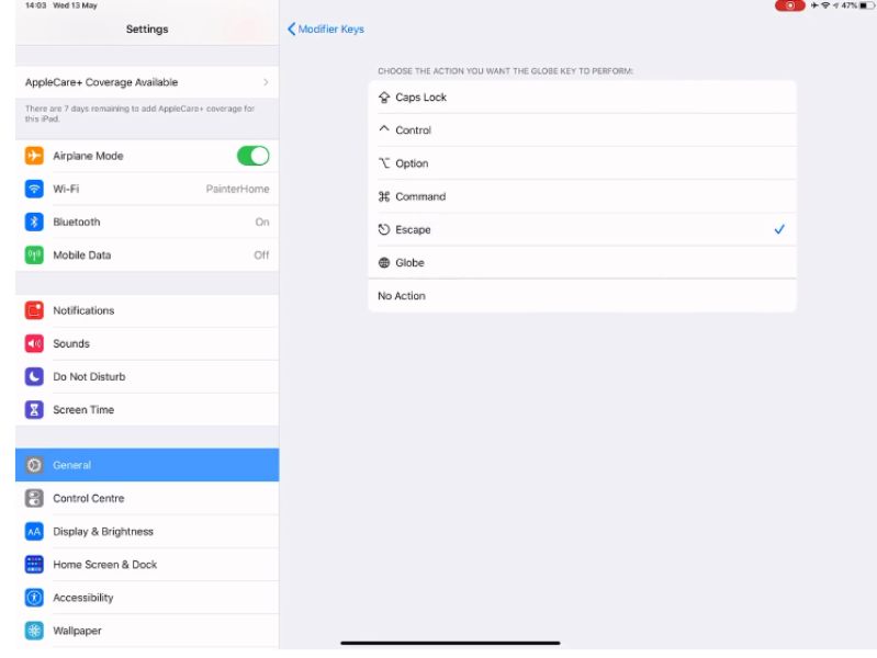 bước thứ 2 để thêm phím escape vào bàn phím Magic Pro 