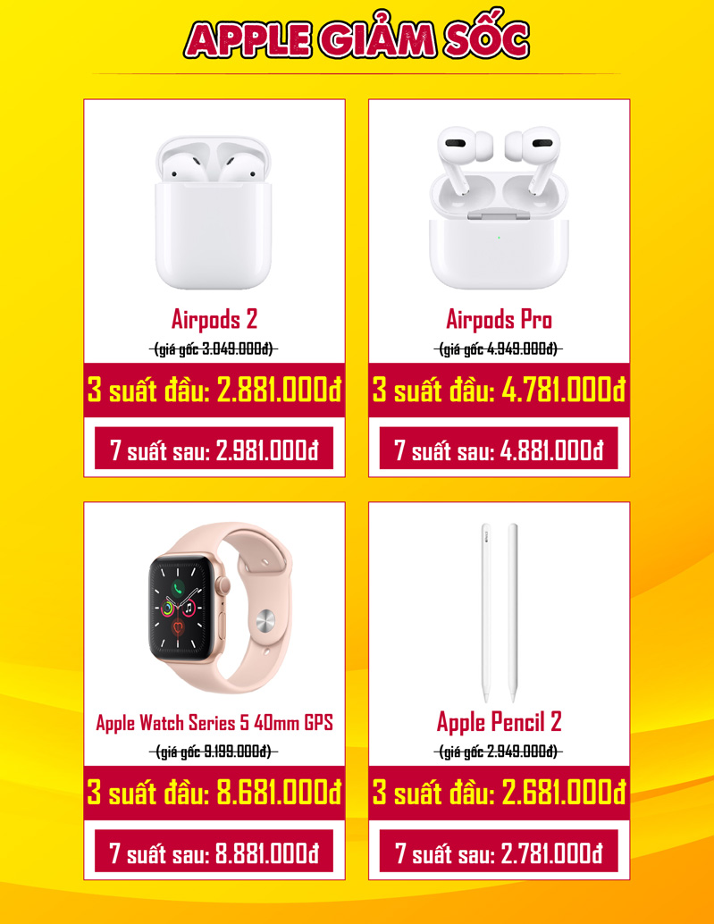 Hàng nhà Táo giảm kịch sàn