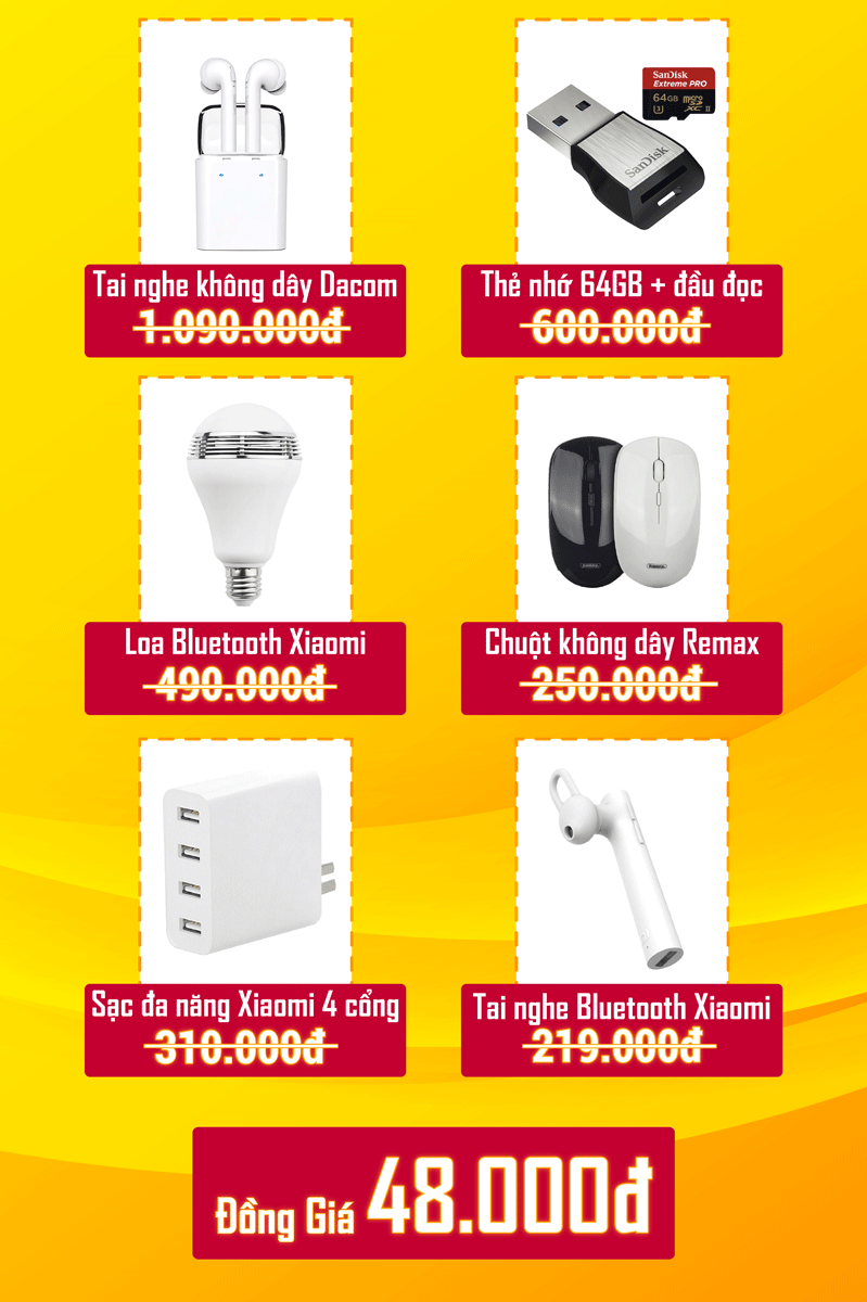 Phụ kiện chính hãng đồng giá 48.000đ
