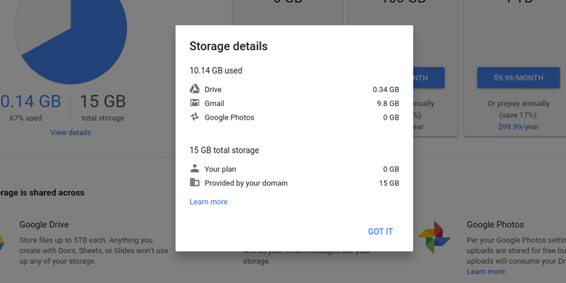 làm sao để xem dung lượng gmail đã dùng