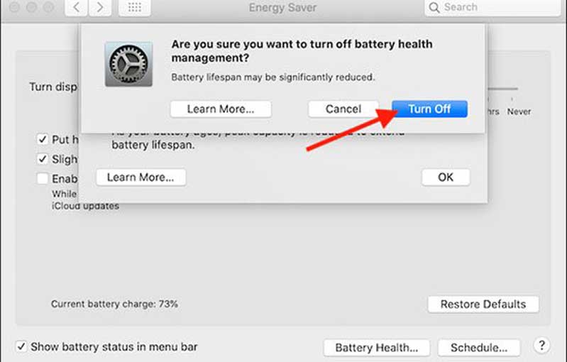 quản lý pin MacBook hình 3 Cách tắt tính năng quản lý pin MacBook