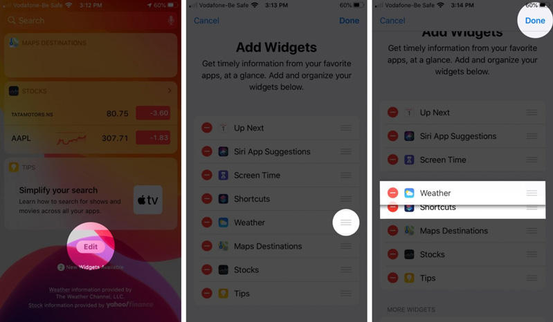 các bước sắp xếp lại widget trên iphone