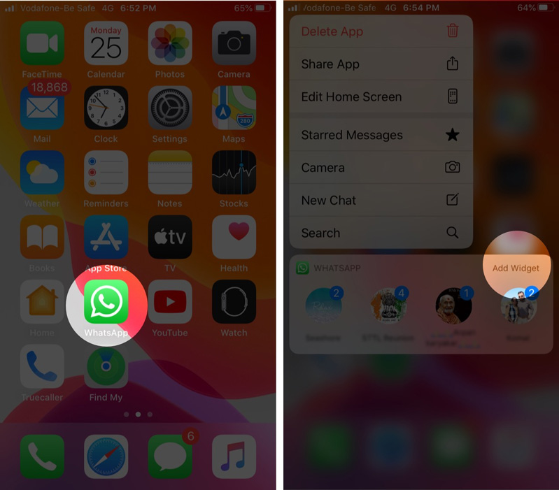 chỉnh sửa widget nhanh bằng 3d touch