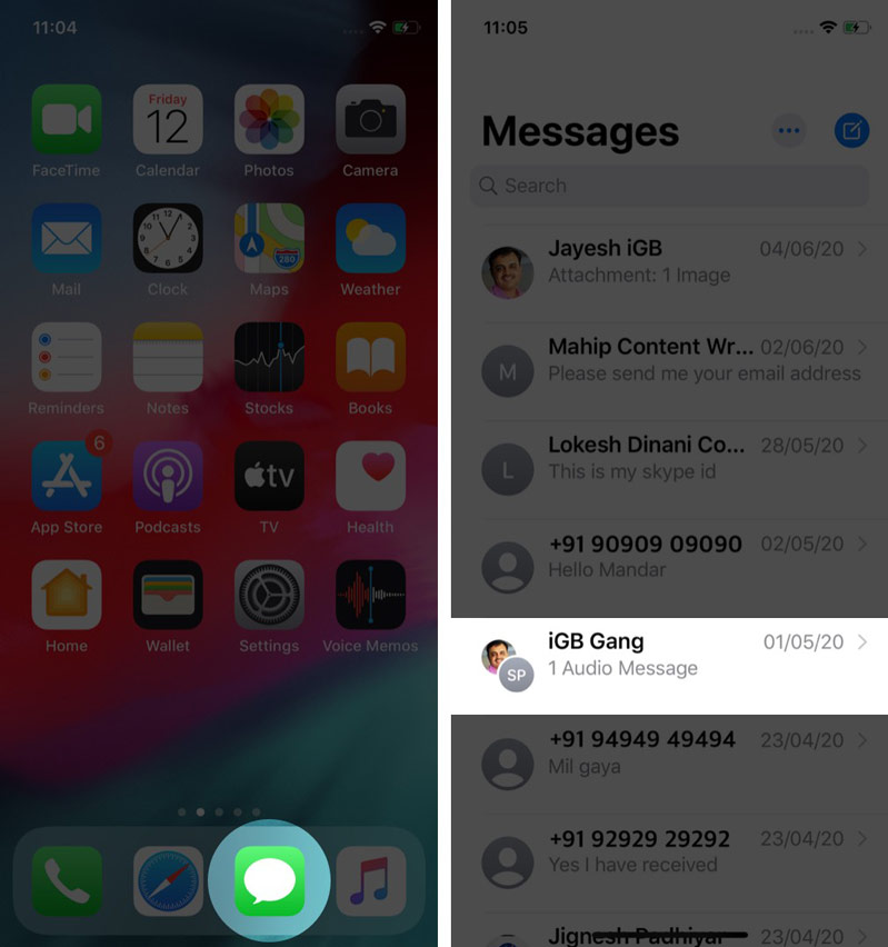 chọn một cuộc trò chuyện bất kỳ