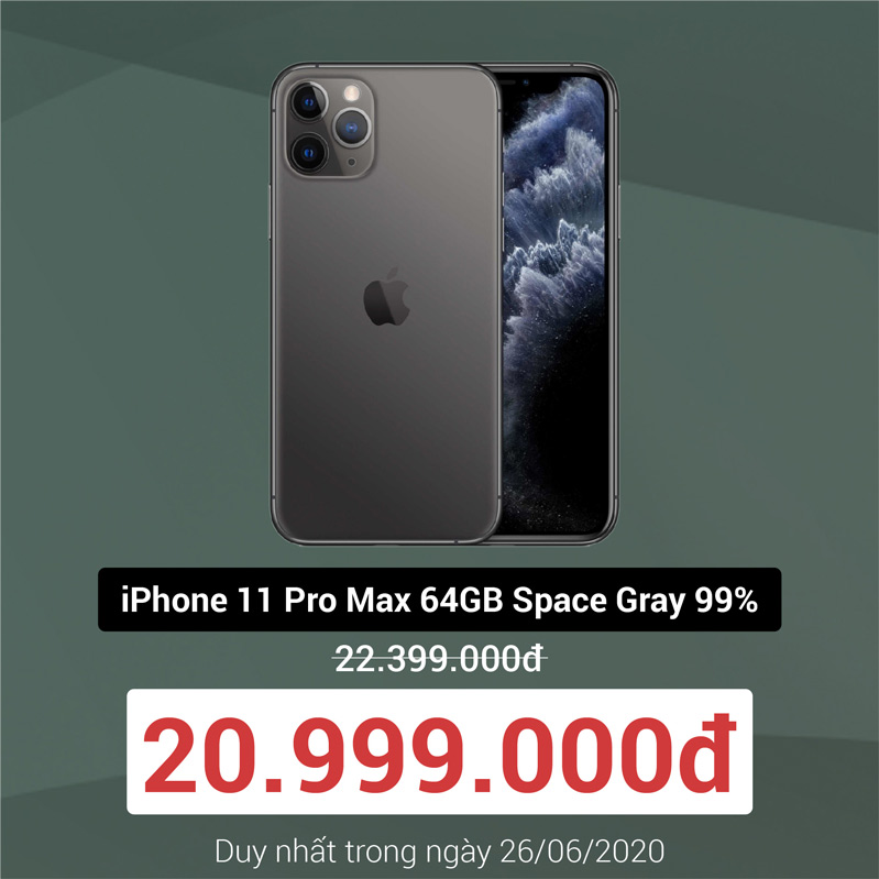 iPhone 11 Pro Max màu Xám chỉ hơn 20 triệu đồng