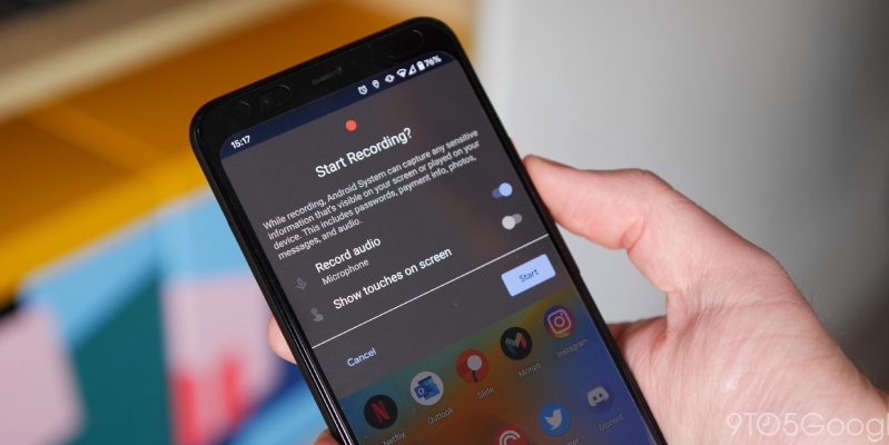 Ghi màn hình đồng thời có thể ghi âm và hiển thị thao tác trên Android 11 beta 1