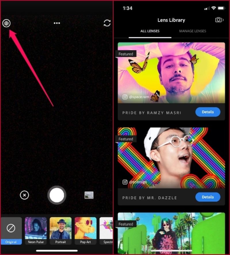 photoshop camera Giao diện phần mềm Photoshop Camera