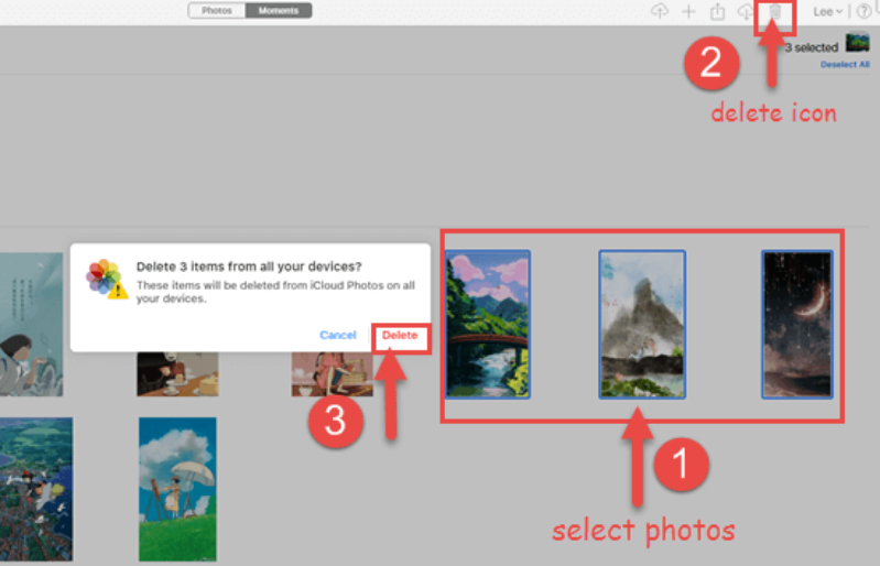 xóa ảnh trên icloud