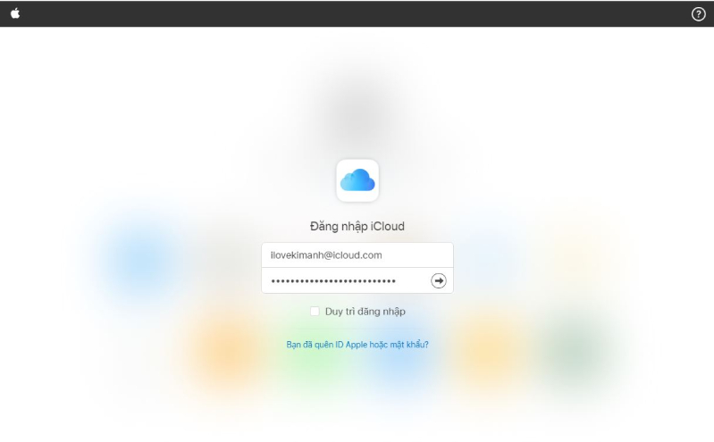 xóa ảnh trên icloud Đăng nhập tài khoản iCloud