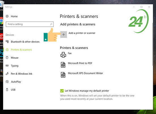 nhấn vào biểu tượng dấu cộng để thêm máy kết nối