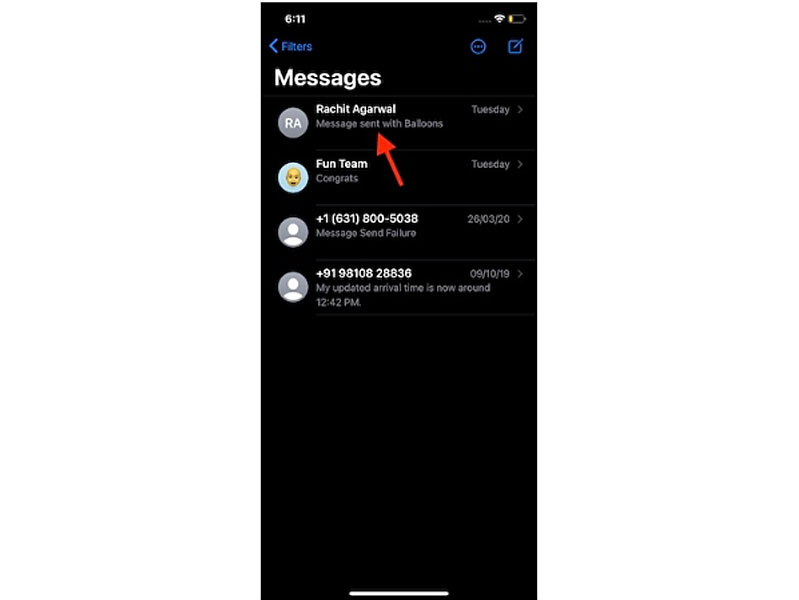 Vuốt từ phải sang trái