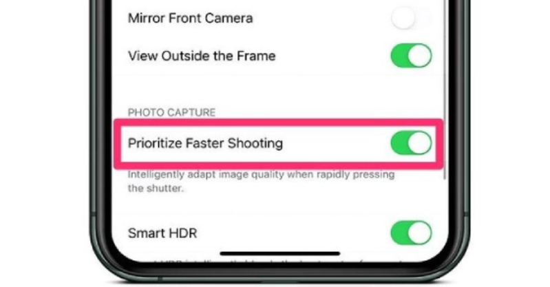 camera iphone Prioritize Fast Shooting giúp bạn chụp nhanh lại càng nhanh hơn