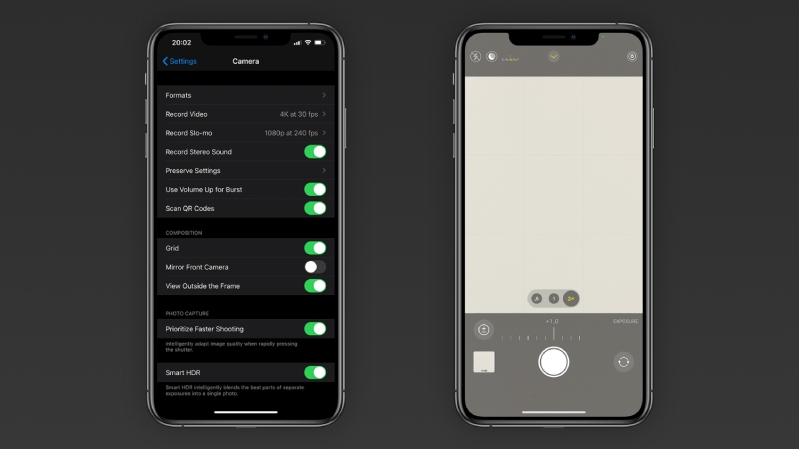 iphone camera Tùy chỉnh các thông số ngay tại giao diện trong ứng dụng Camera