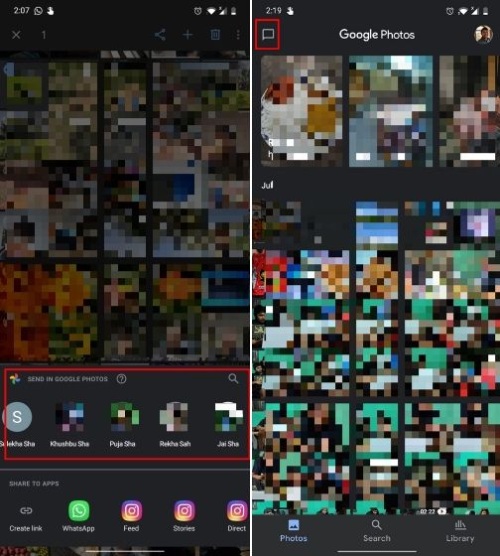 google photos Dùng chia sẻ nhanh trên ứng dụng Ảnh