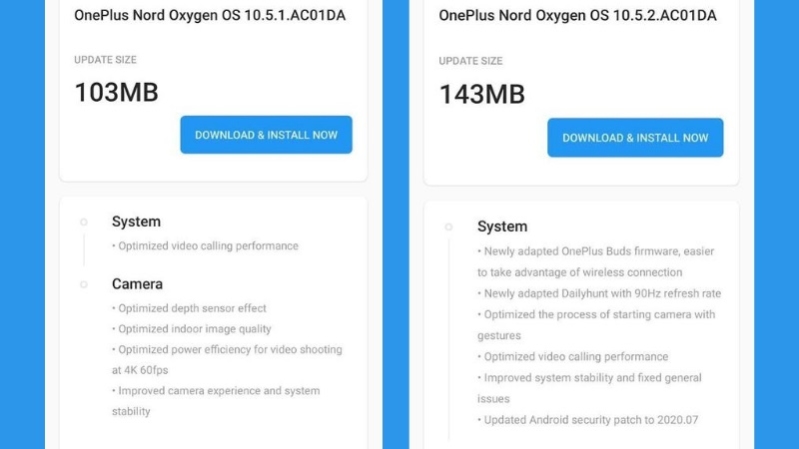 oxygenos 10.5.2 Kích thước và chi tiết của bản cập nhật 10.5.2 của OxygenOS dành cho OnePlus Nord