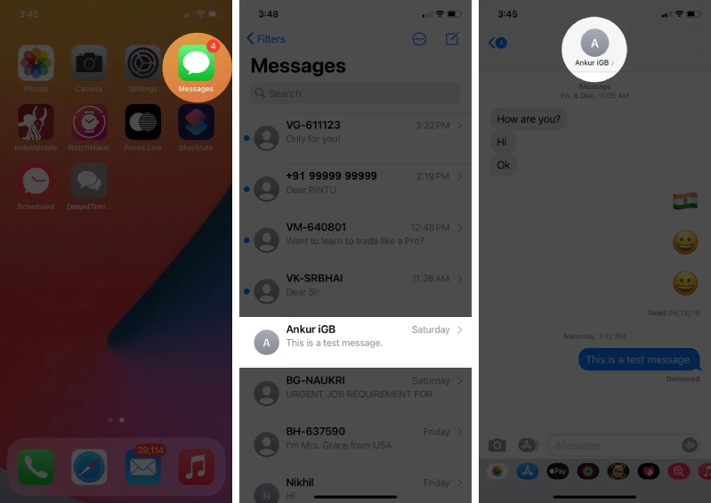 imessage Các bước thực hiện tắc chức năng đã đọc trên iPhone