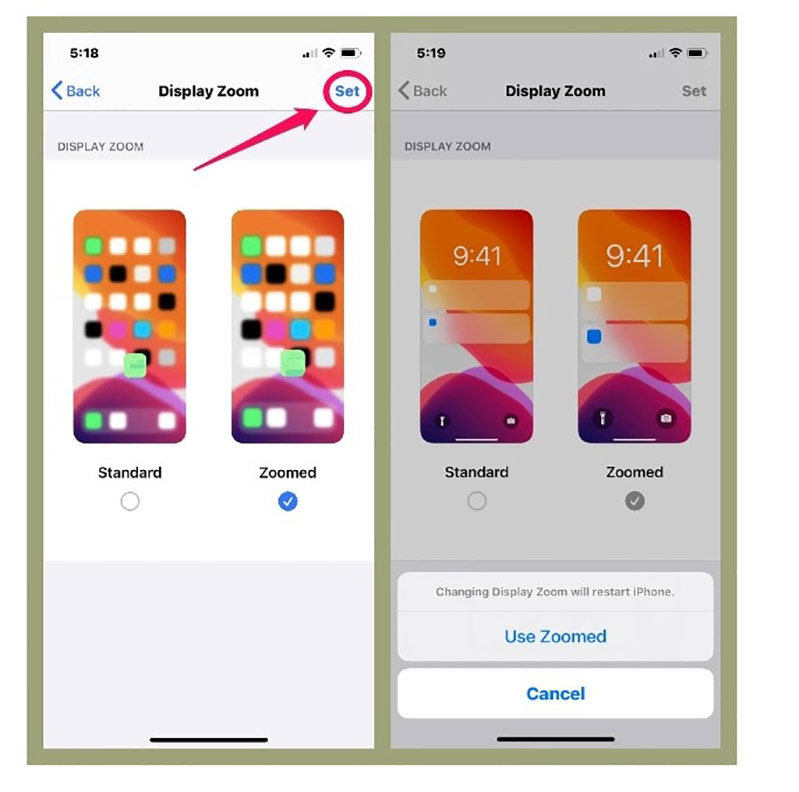 Hoàn tất quá trình cài đặt display zoom
