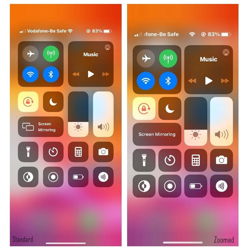 màn hình trên iPhone X khi được zoom lên