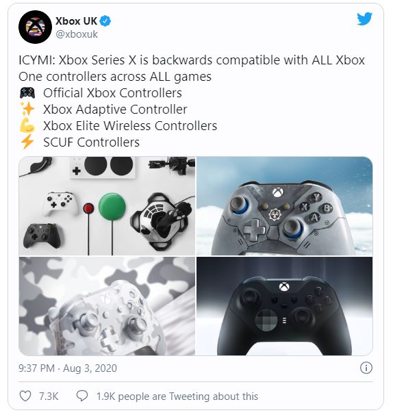 xbox series x tương thích với tất cả bộ điều khiển của hãng