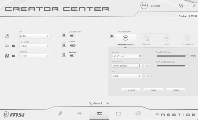 Prestige 15 không có dấu hiệu điều chỉnh hiệu suất - một vấn đề thường xảy ra với các máy tính xách tay mỏng.