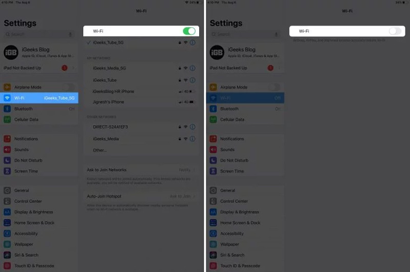 Tắt Wi-Fi và Bluetooth