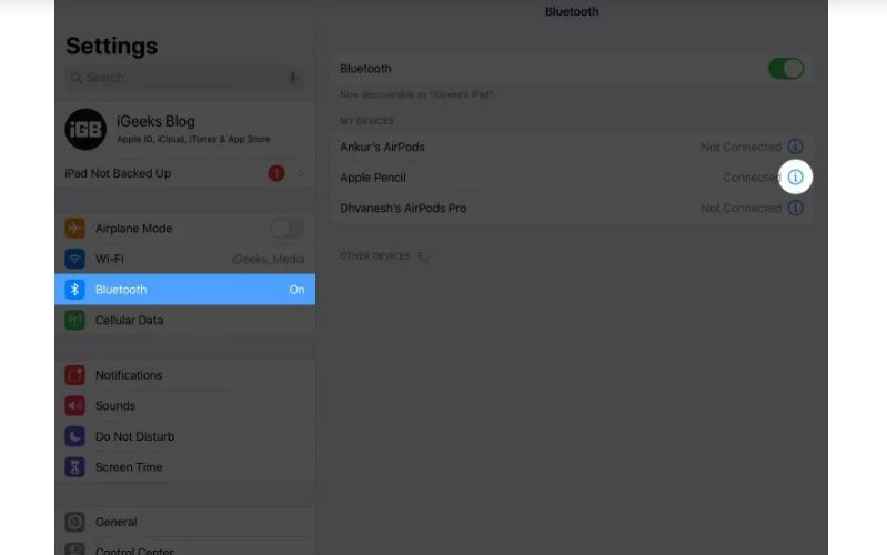 Ghép nối lại Apple Pencil