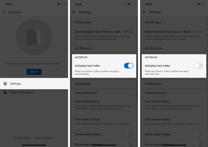 Tự động phát video tiếp theo.