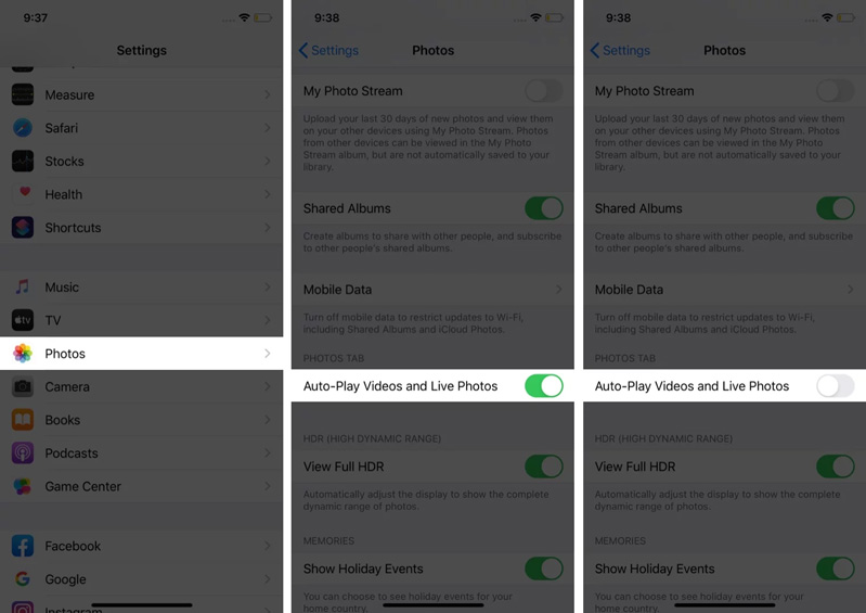 Tự động phát Video và Ảnh trực tiếp.
