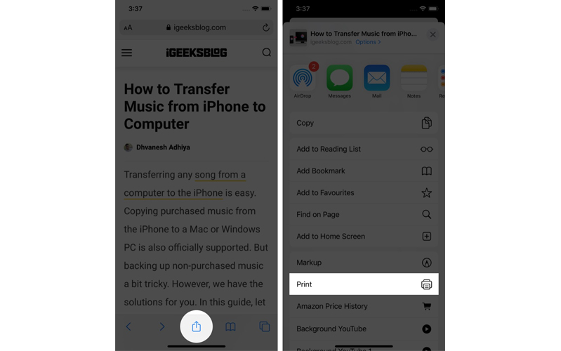 in bằng điện thoại