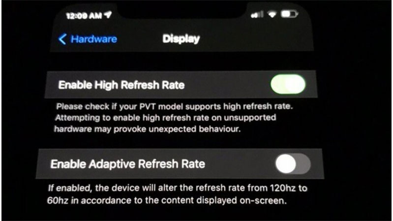 Tốc độ làm mới trên iPhone 12 Pro Max