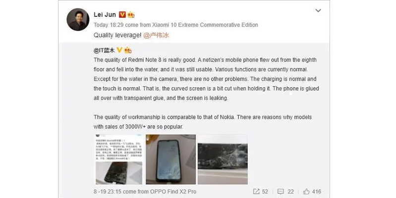 Redmi Note 8-3 chủ tịch xiaomi lei jun ca ngoi chat luong redmi note 8