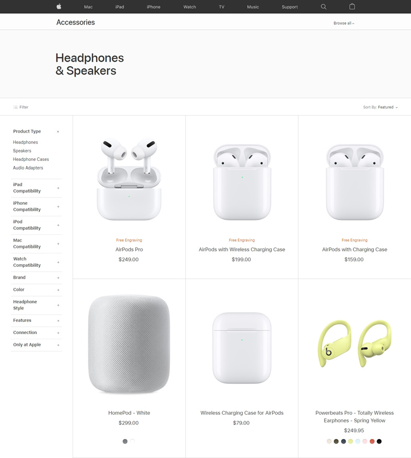 Những sản phẩm còn bán trên website Apple 