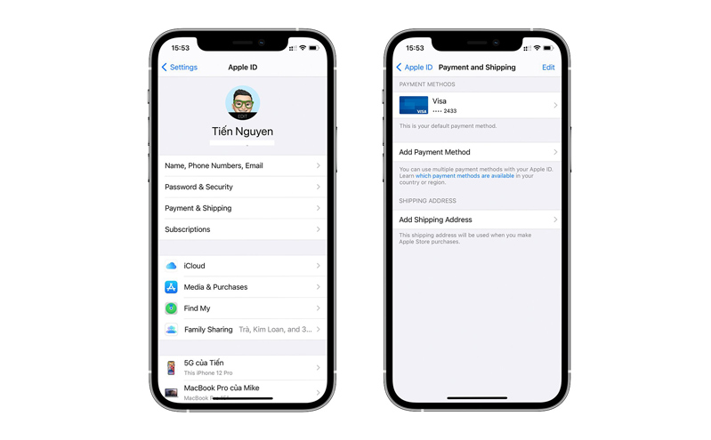 Thêm thẻ thanh toán khi mua iPhone 12 mới 