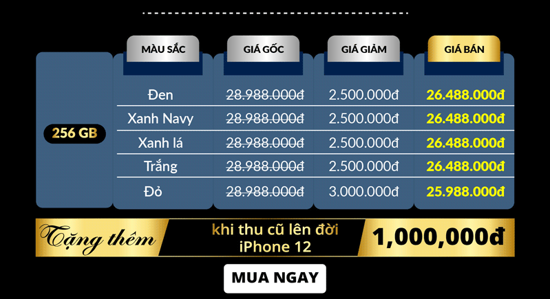 Săn Apple iPhone 12 Series VN/A – GIẢM NGAY đến 6.500.000đ Săn Apple iPhone 12 Series VN/A – GIẢM NGAY đến 6.500.000đ