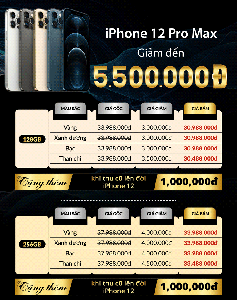 Săn Apple iPhone 12 Series VN/A – GIẢM NGAY đến 6.500.000đ Săn Apple iPhone 12 Series VN/A – GIẢM NGAY đến 6.500.000đ
