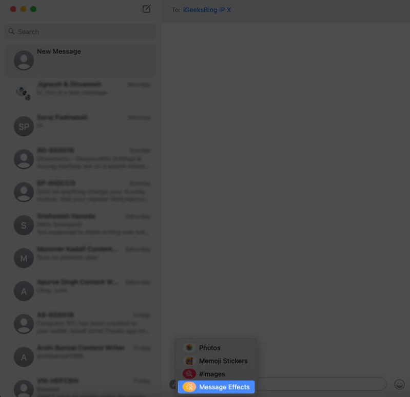 macOS Big Sur gửi tin nhắn hiệu ứng