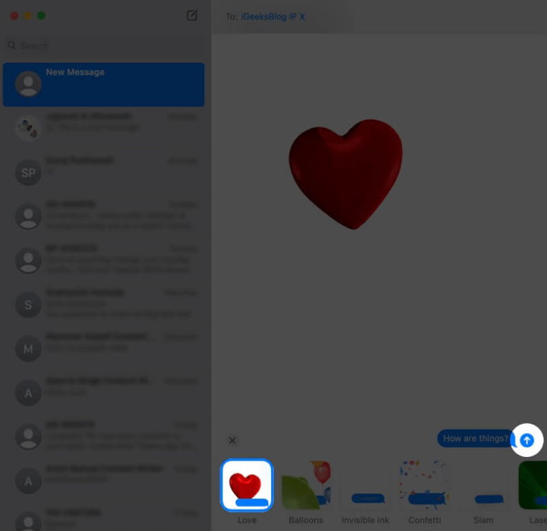 Cách gửi message với hiệu ứng trong macOS Big Sur