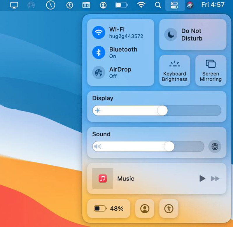 sự thay đổi về giao diện control center 