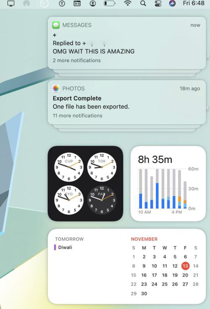 trung tâm thông báo trên macos big sur 