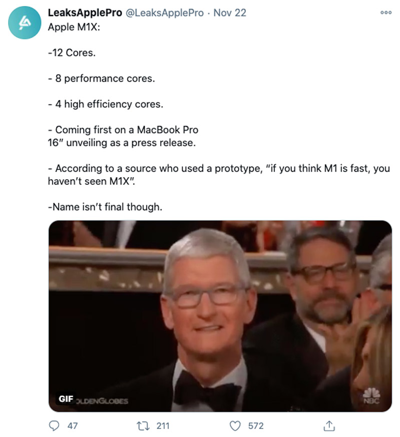 thông tin về apple m1x bị hé lộ 